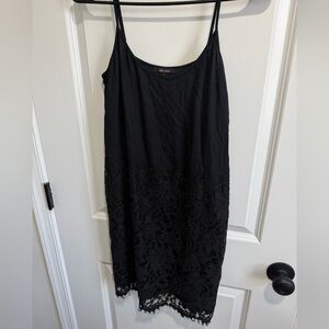 Ella Moss Black Slip Dress with Delicate Spaghetti Straps lace detail